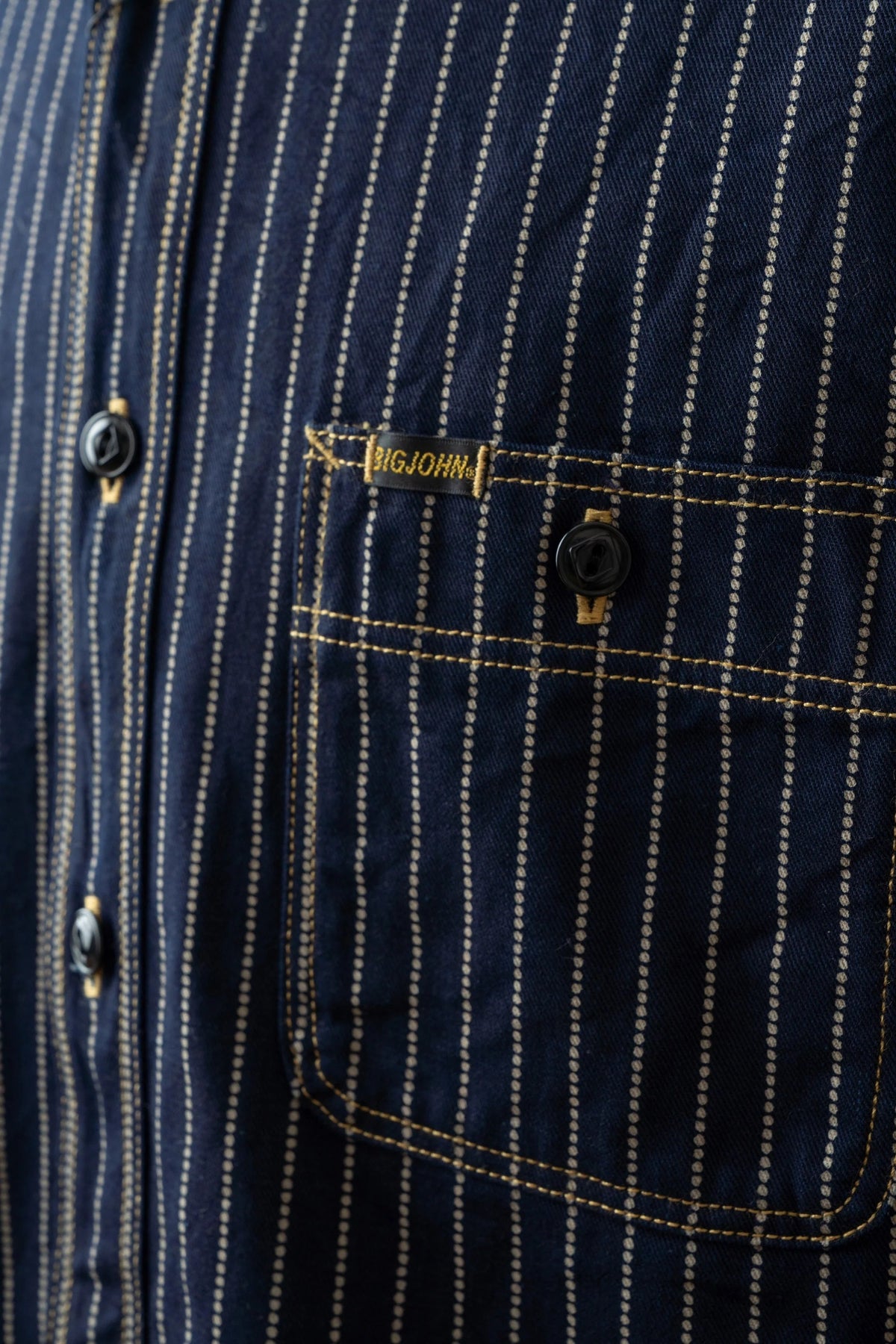 BIG JOHN MS005E (055P) 10oz SELVAGE WORK SHIRT - WABASH