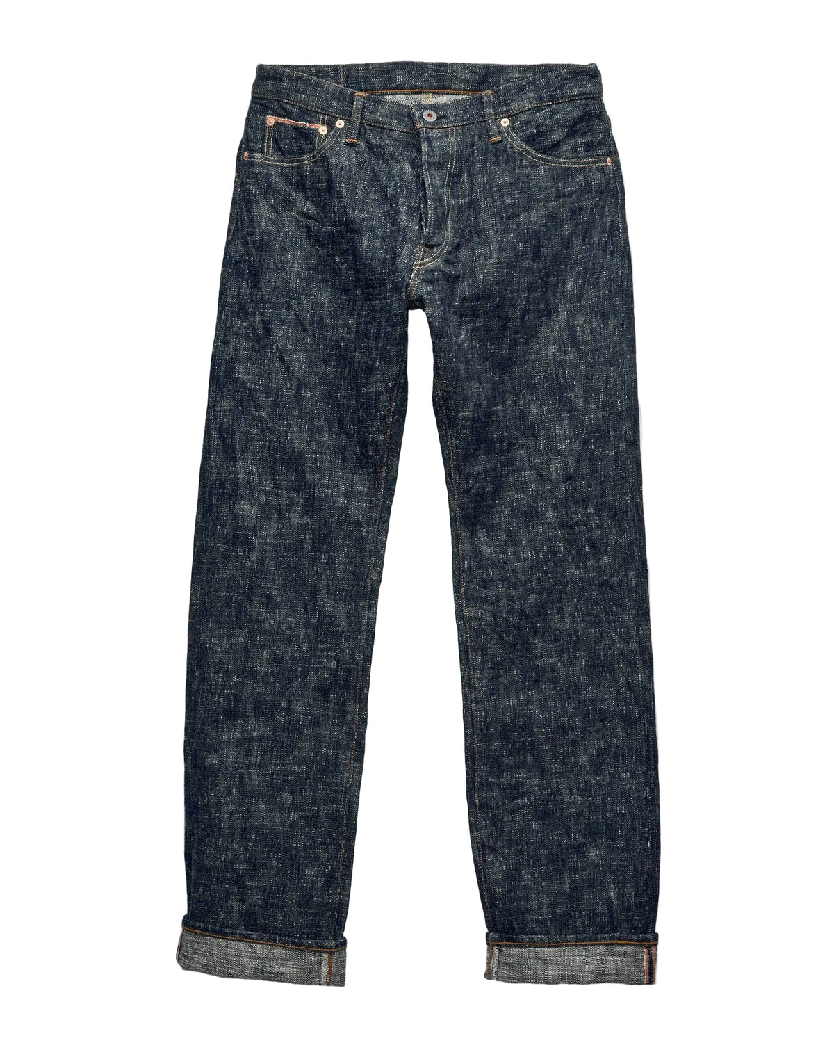 Graph Zero 15oz Skein Dyeing Denim Slim Jeans — Green Indigo — front view