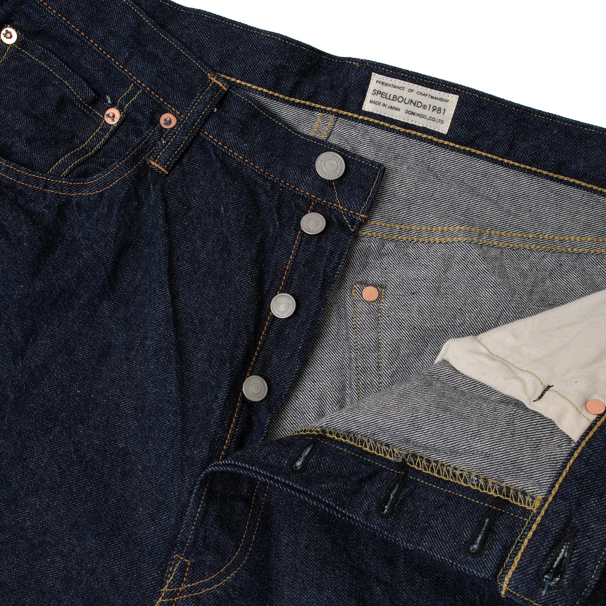 Spellbound 40-700C 5POCKET Selvage Regular Straight Jeans — One Wash Indigo — view 3