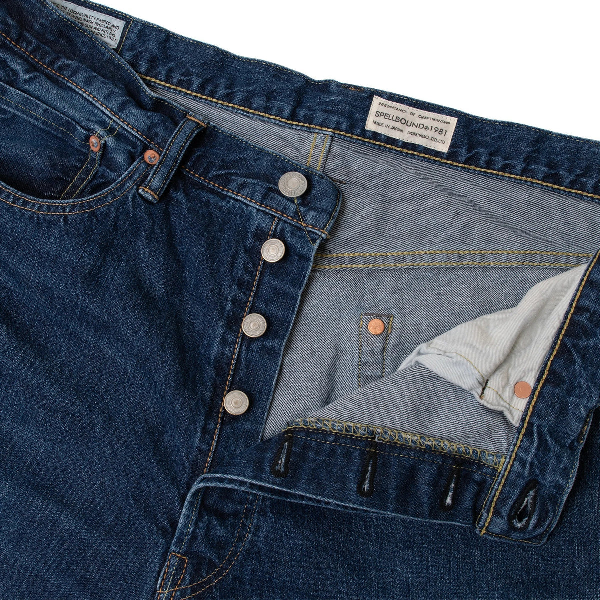 Spellbound 40-701C-F 5POCKET Selvage Regular Straight Jeans — Used Indigo — view 3