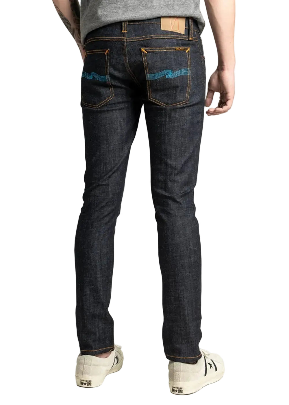 Nudie Jeans Tight Long John — Org Dry Twill Blue — front view